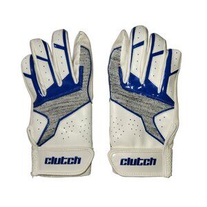 Clutch Baseball Softball Batting Gloves Adult Size Medium White Blue Gray EUC